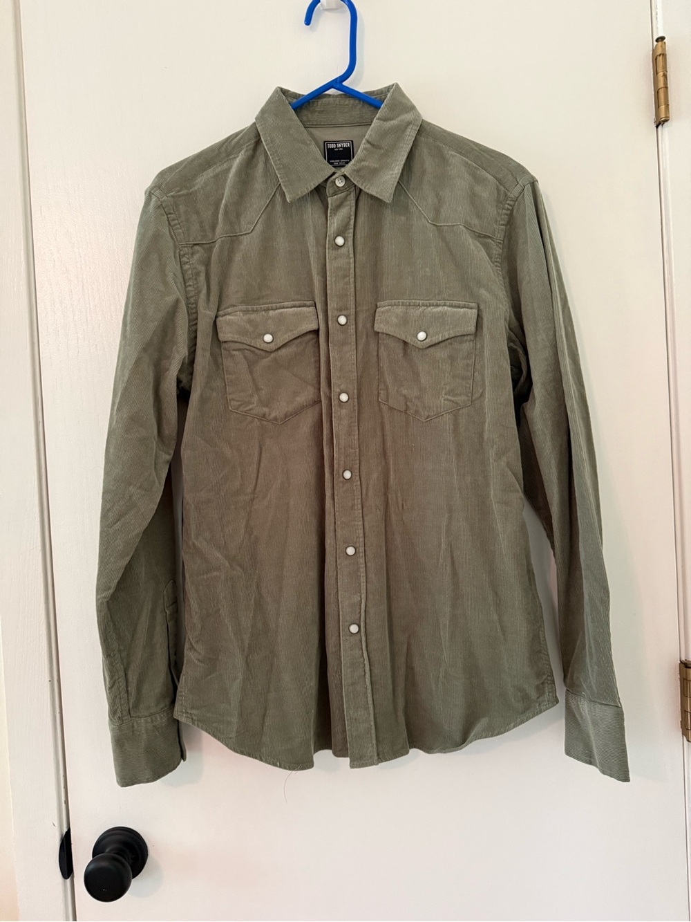 Todd Snyder Olive Green Corduroy Button-Down Shirt
